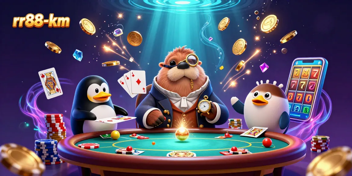 Play exciting casino games with rr88-km featuring a poker scene with a walrus and friends.