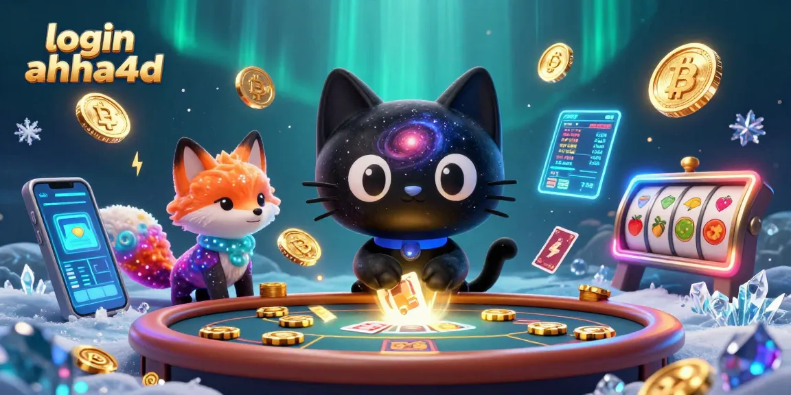 Menggunakan login ahha4d, kucing lubang hitam 3D menarik chip emas di meja kasino dengan teman rubah nebula.