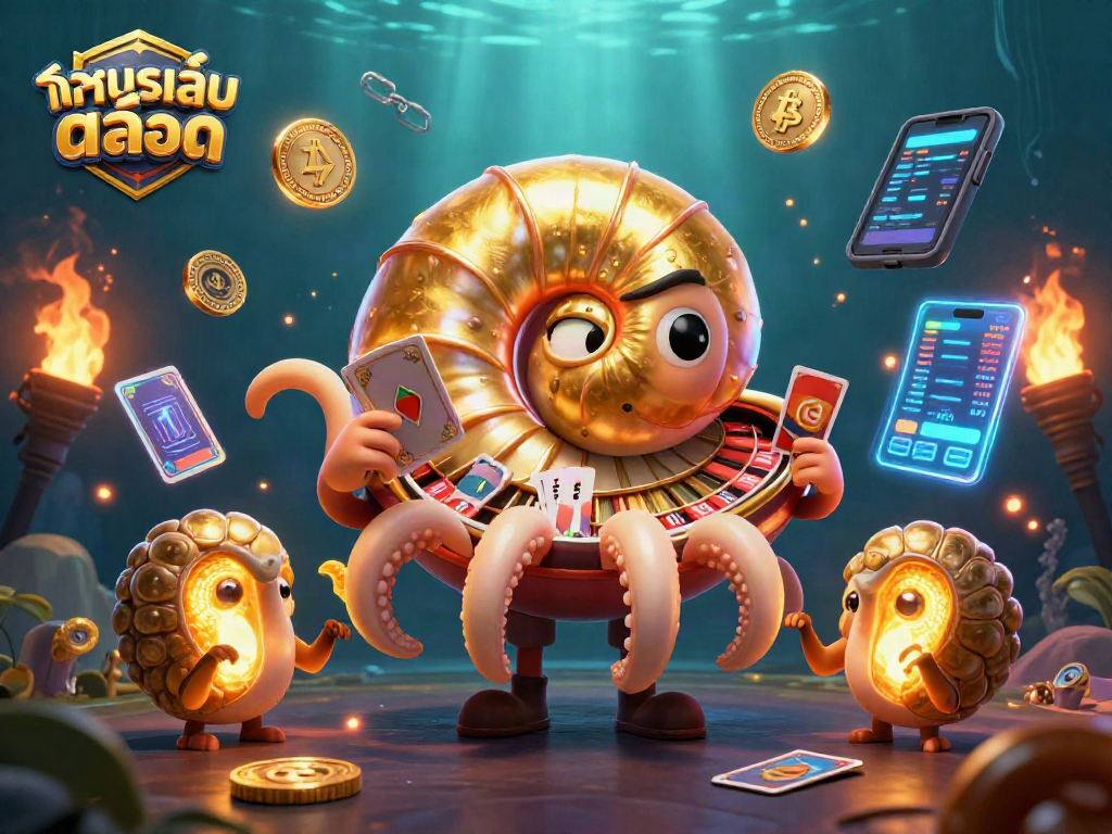 Engage in ทดลองเล่นสล็อต with an ultra-detailed 3D illustration featuring a magical nautilus roulette wheel.