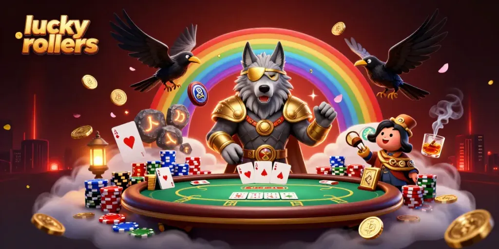 Experience the thrill with lucky rollers in a vibrant, engaging casino scene.
