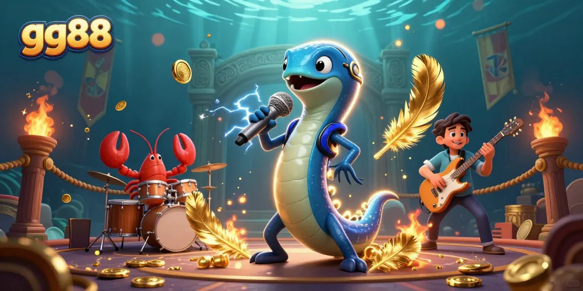 Experience the thrill of gg88 with gaming excitement at a vibrant underwater casino scene featuring unique characters.