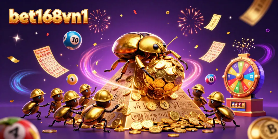 Engage with exciting games at bet168vn1 featuring a golden dung beetle casino theme.