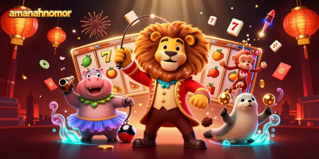 Menangkan jackpot seru dengan amanahnomor dalam ilustrasi kasino 3D penuh warna yang menarik.