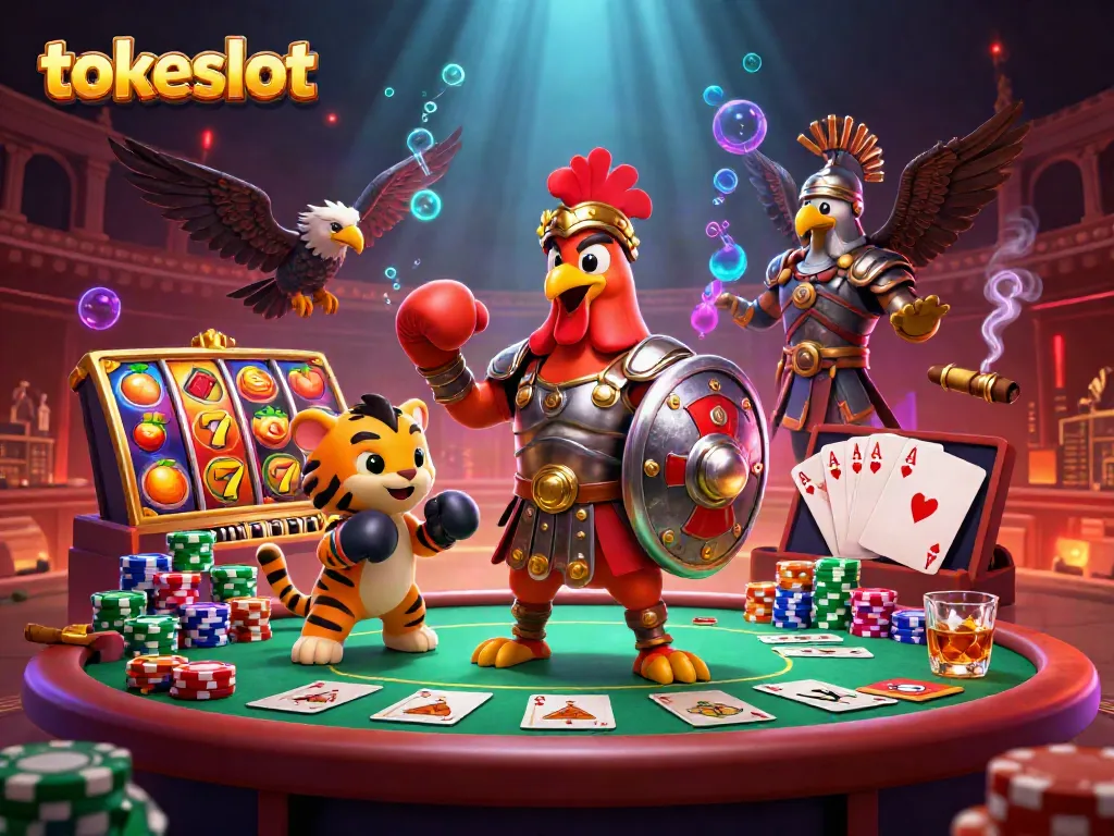 Engage in thrilling gameplay at TokeSlot with vibrant slot machines and dynamic casino elements.