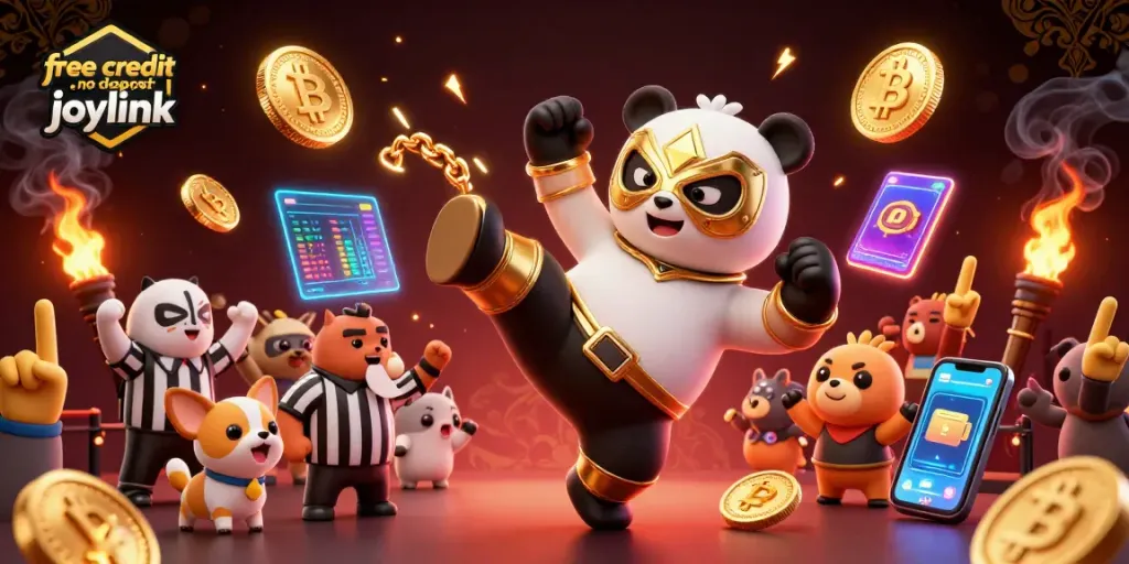 Experience the excitement of free credit no deposit joylink in this vibrant 3D casino battle scene.