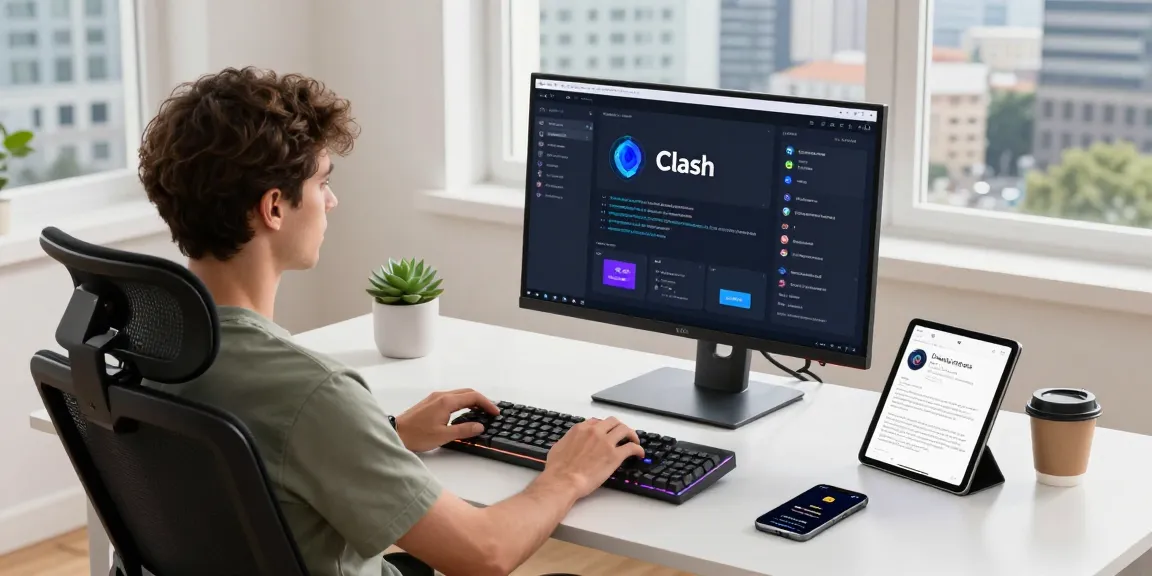 使用Clash进行配置管理的现代桌面环境，展示高效操作。
