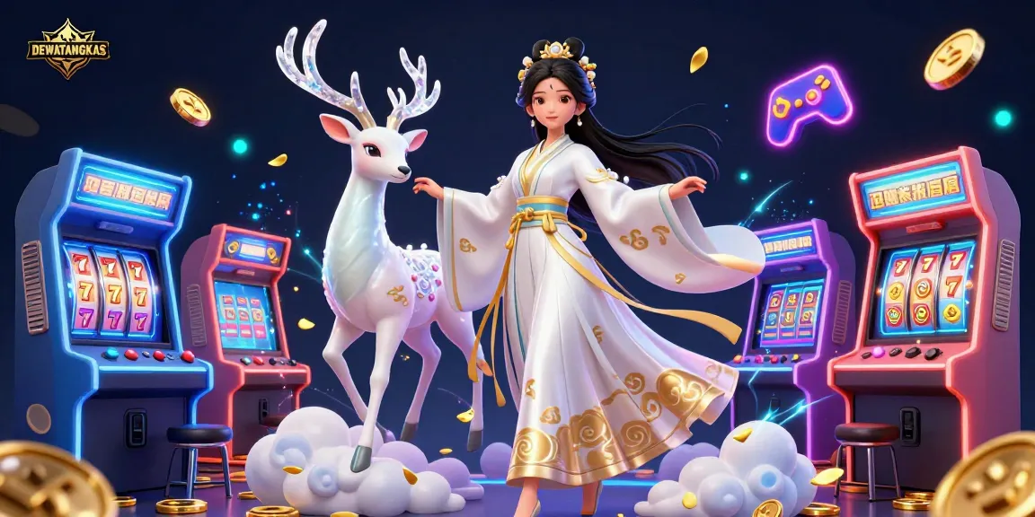 Capture winnings at DEWATANGKAS with an engaging 3D casino scene featuring vibrant games.