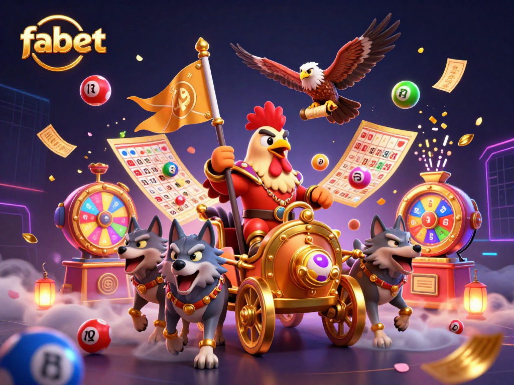 Experience the thrill at fabet with vibrant lottery elements in an energetic casino scene.