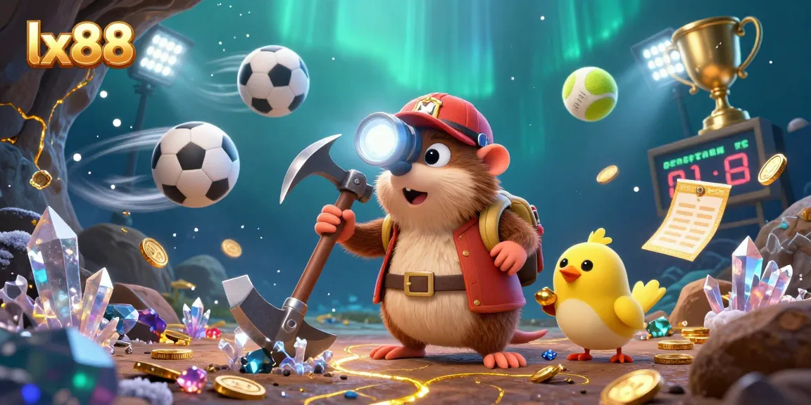 Engage in thrilling gameplay with lx88 while exploring a wealth of treasures in this vibrant illustration.