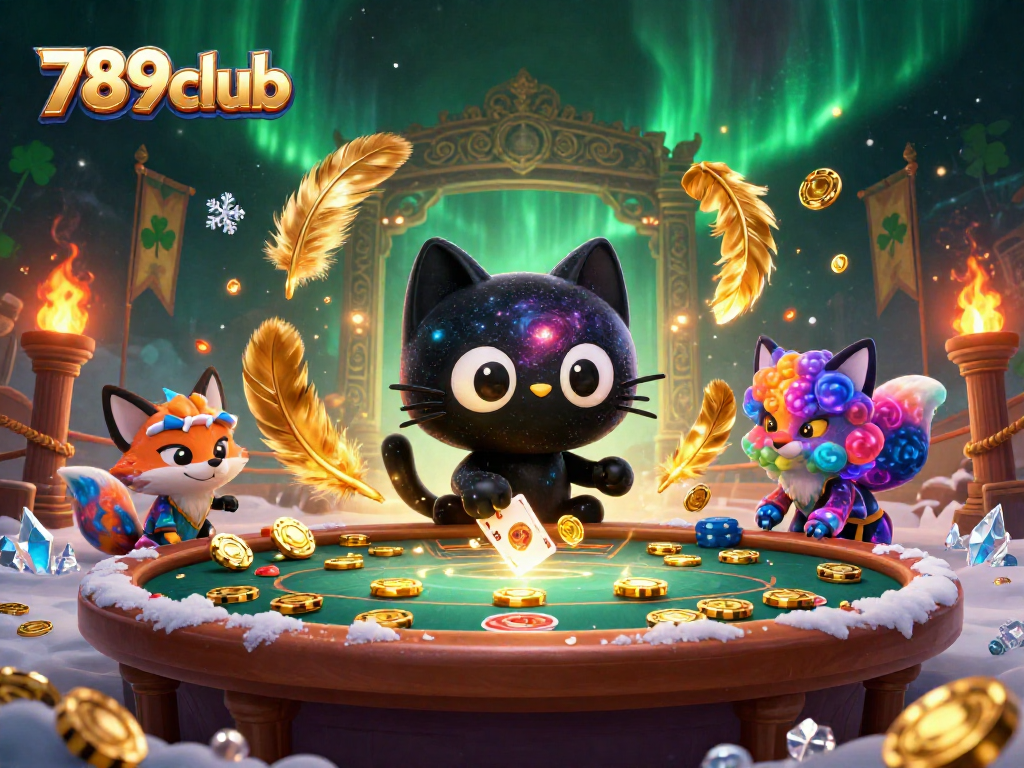 Engaging in thrilling gameplay at 789club with vibrant cosmic characters and casino elements.