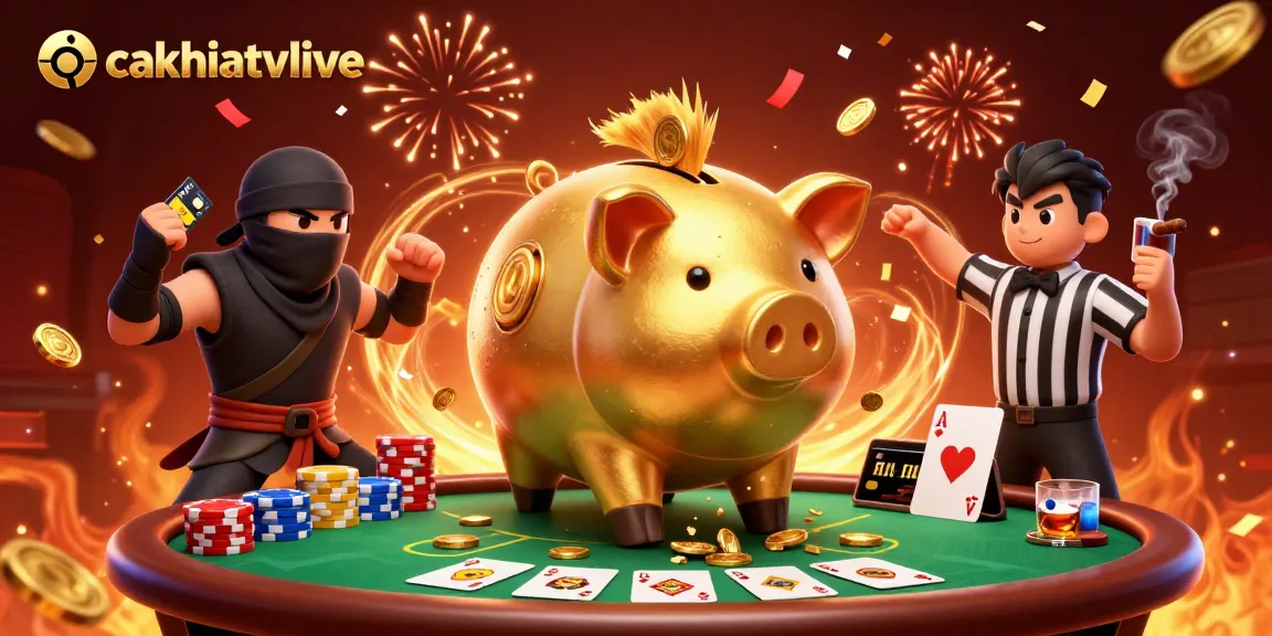 Experience the thrill of cakhiatvlive with a dynamic gaming showdown featuring animated characters and vibrant casino elements.