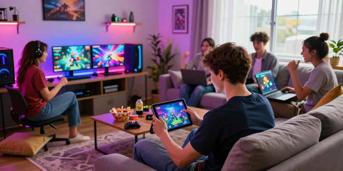 Engaged player using 666W Game app in a vibrant gaming setup with friends.
