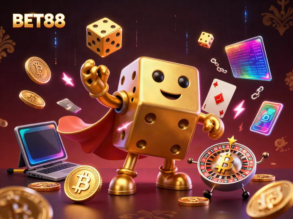 BET88 cung cấp trải nghiệm cá cược độc đáo với hình ảnh xúc xắc vàng và các đồng tiền ảo.