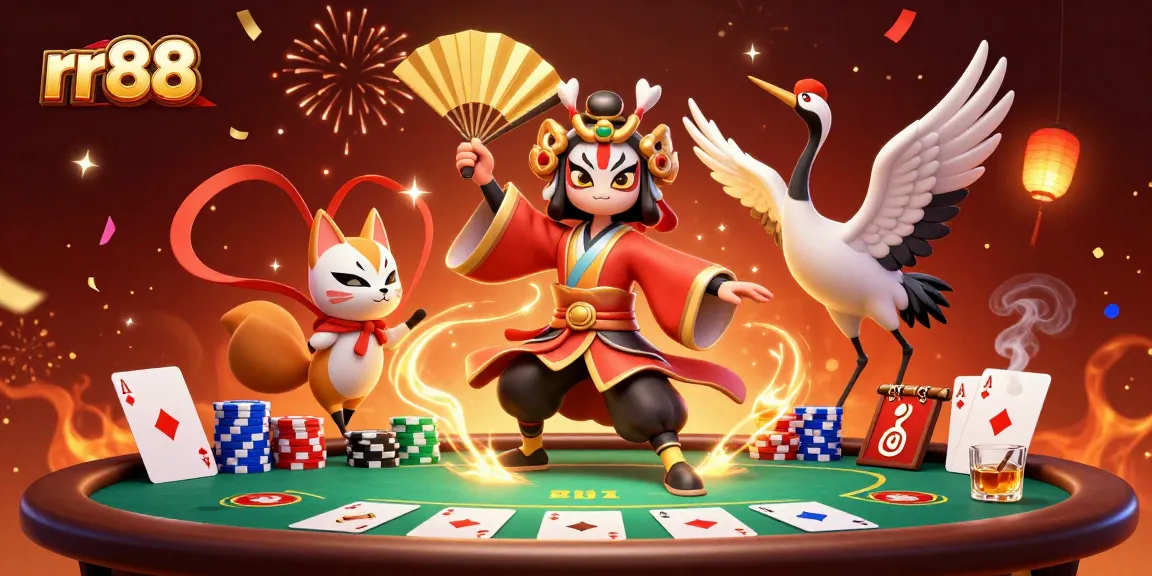 Experience the thrill of rr88 with an exciting poker scene featuring vibrant characters and casino elements.