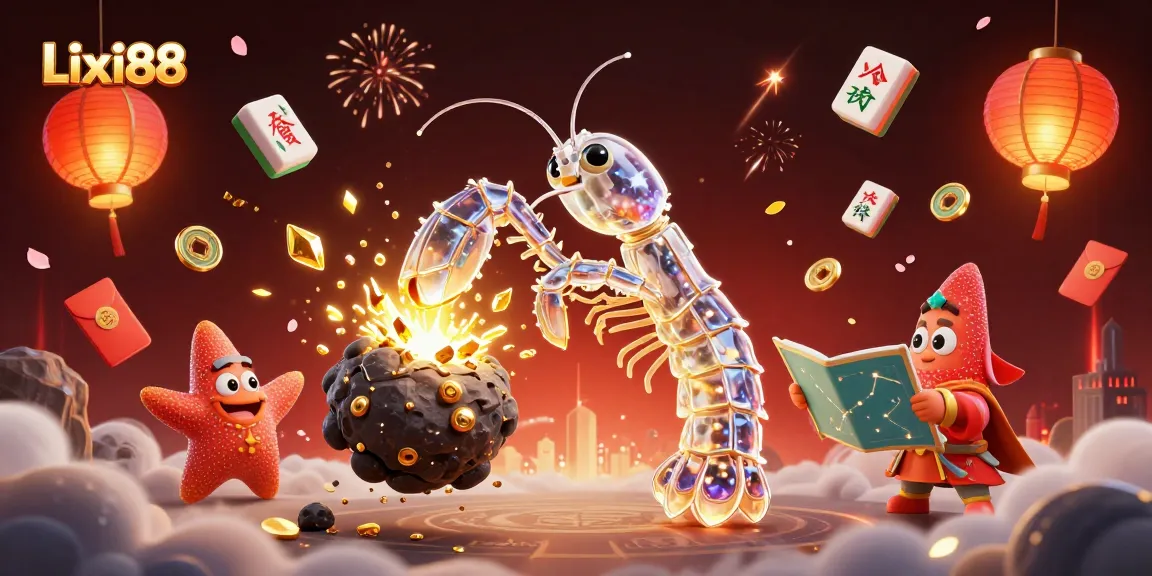 Experience the excitement of Lixi88 with vibrant 3D illustrations showcasing galactic themes and casino elements.