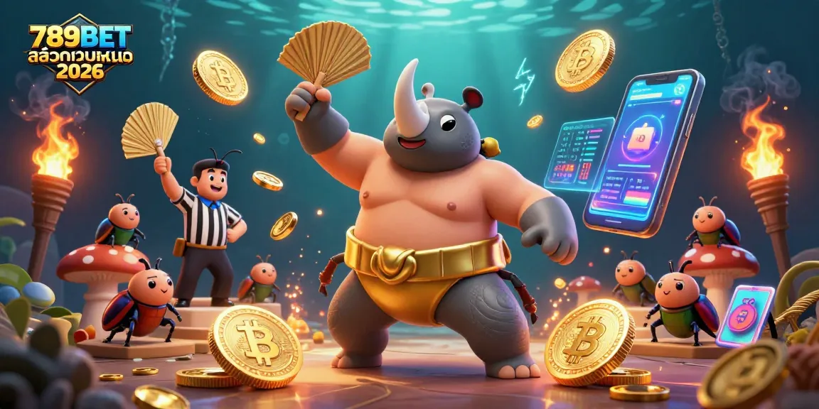 789BET สล็อตเว็บตรง 2026 แสดงภาพนักมวยซูโม่และเหรียญคริปโตในเกมคาสิโน