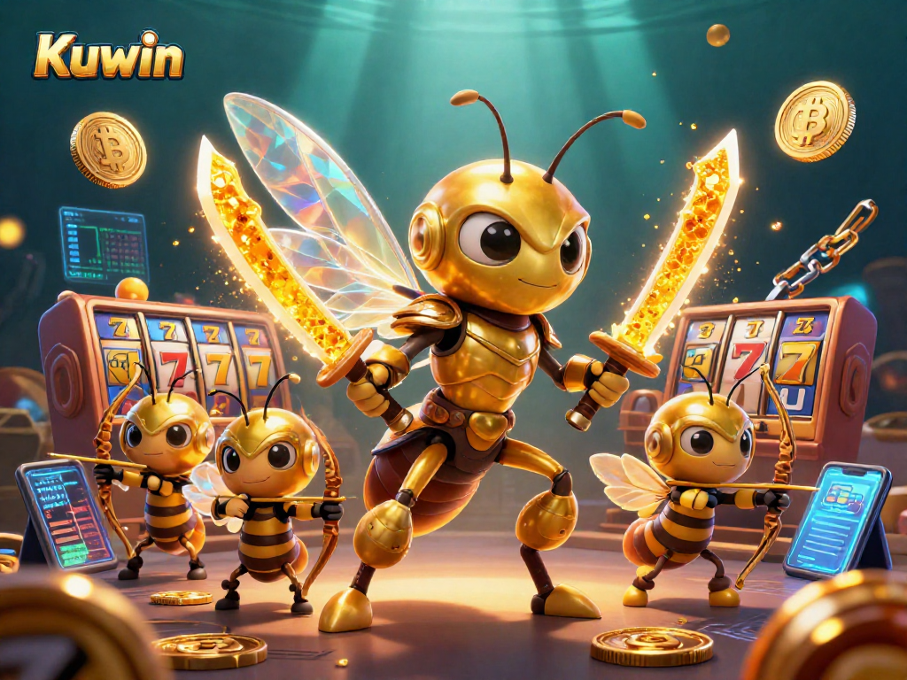 Engage with Kuwin's vibrant slot games featuring a golden hornet and bee archers.