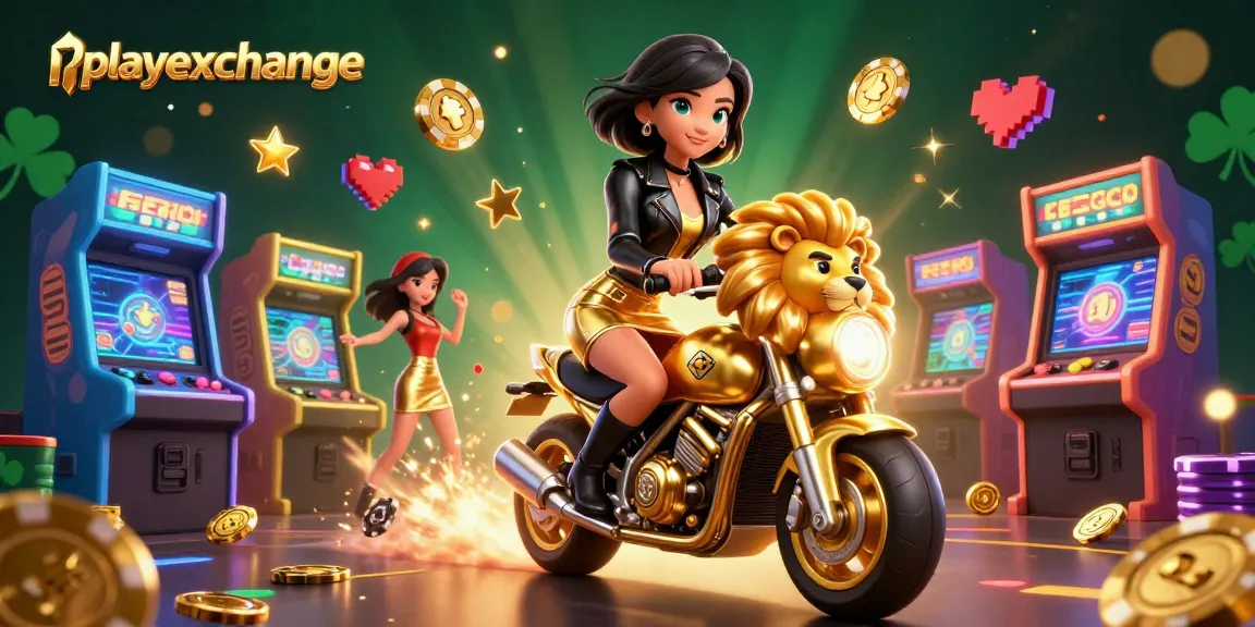 Win big with playexchange in this thrilling casino scene featuring vibrant game elements and characters.