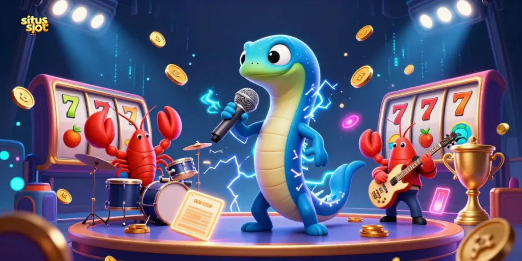 Slot gacor dengan karakter 3D mencolok dalam suasana kasino bawah laut, menampilkan elemen permainan yang dinamis.