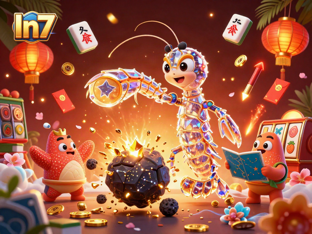 Experience the thrill of In7 gaming with a vibrant cosmic scene featuring a galactic samurai shrimp.