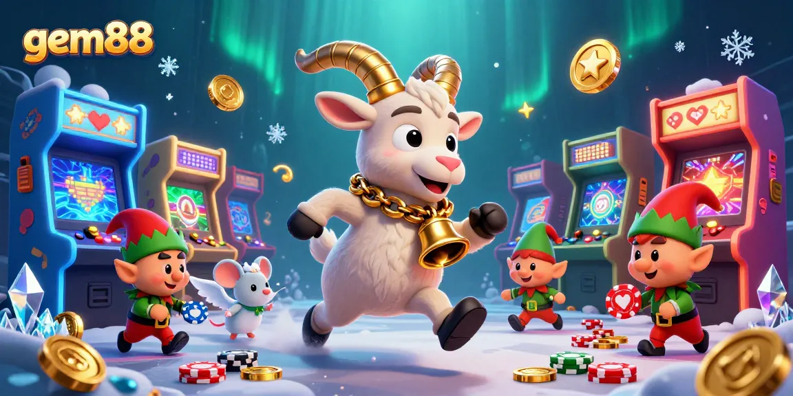 Join the Krampus goat and mischievous gremlins in the festive gem88 casino chaos, where fun and excitement collide.