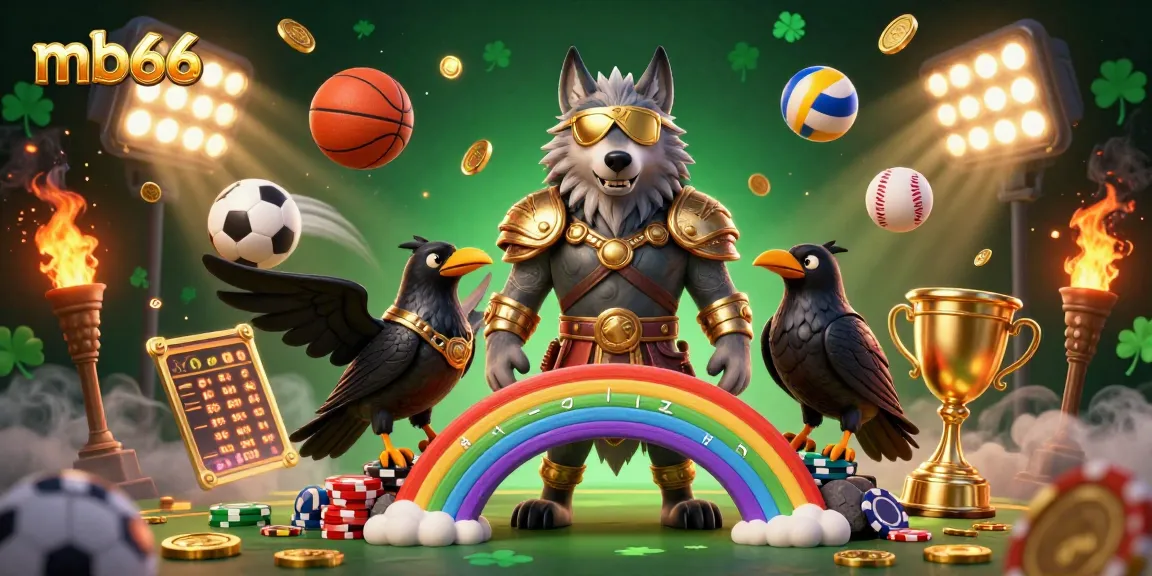 Experience thrilling casino action with mb66's vibrant Norse mythology theme, featuring Odin and dynamic sports elements.