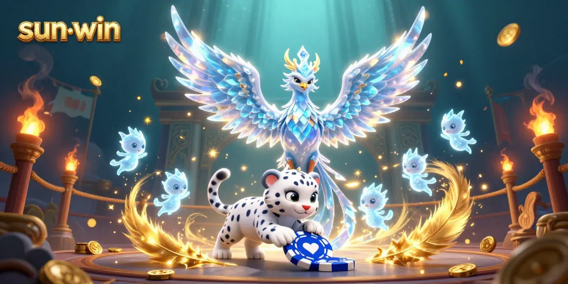 Experience the thrill of sun-win at a vibrant online casino with an ice phoenix and playful elements.