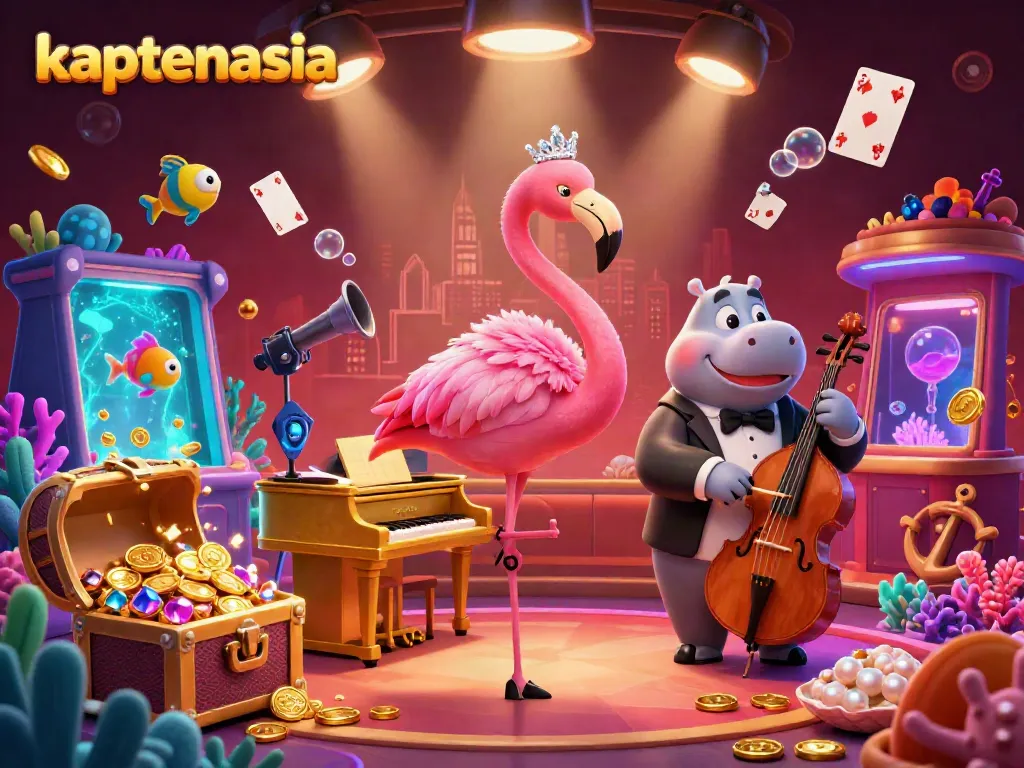 KAPTENASIA menarik perhatian pemain dengan suasana kasino yang hidup dan cerah, menunjukkan keunikan dan keseruan permainan.