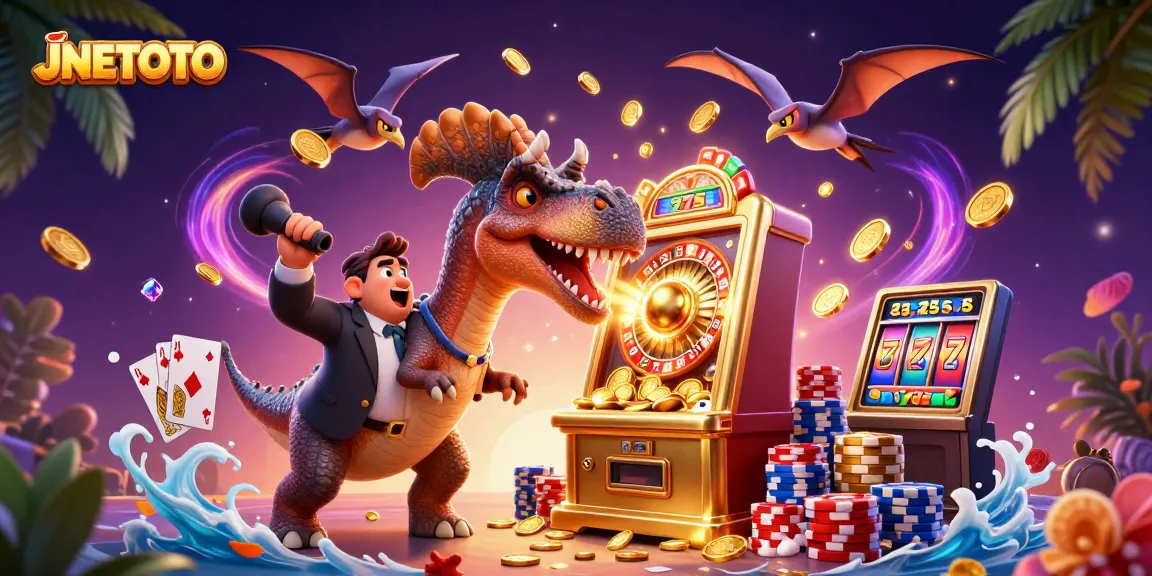 Menghancurkan mesin slot emas untuk mendapatkan jackpot menggunakan JNETOTO dengan koin emas berhamburan.