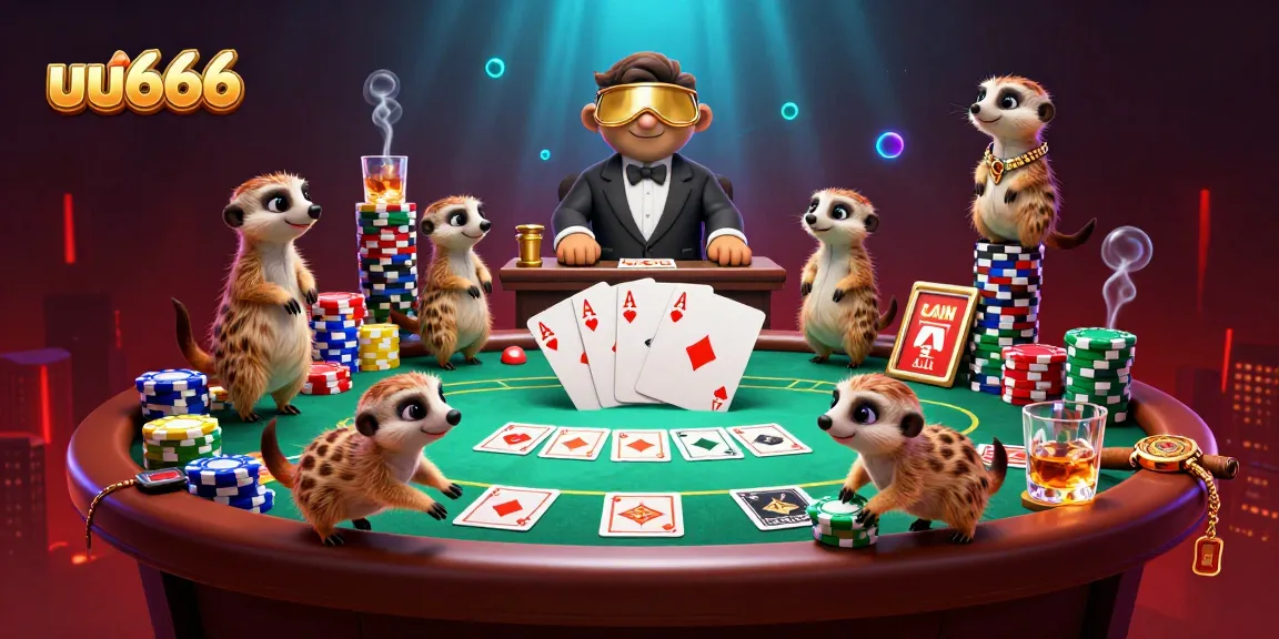 Engage in thrilling gameplay at uu666's cartoon casino, featuring meerkats and poker action.