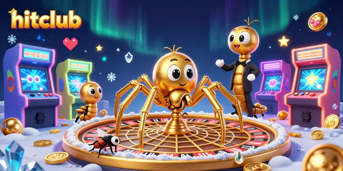Place bets in the vibrant world of hitclub, featuring a golden spider and dynamic game elements.