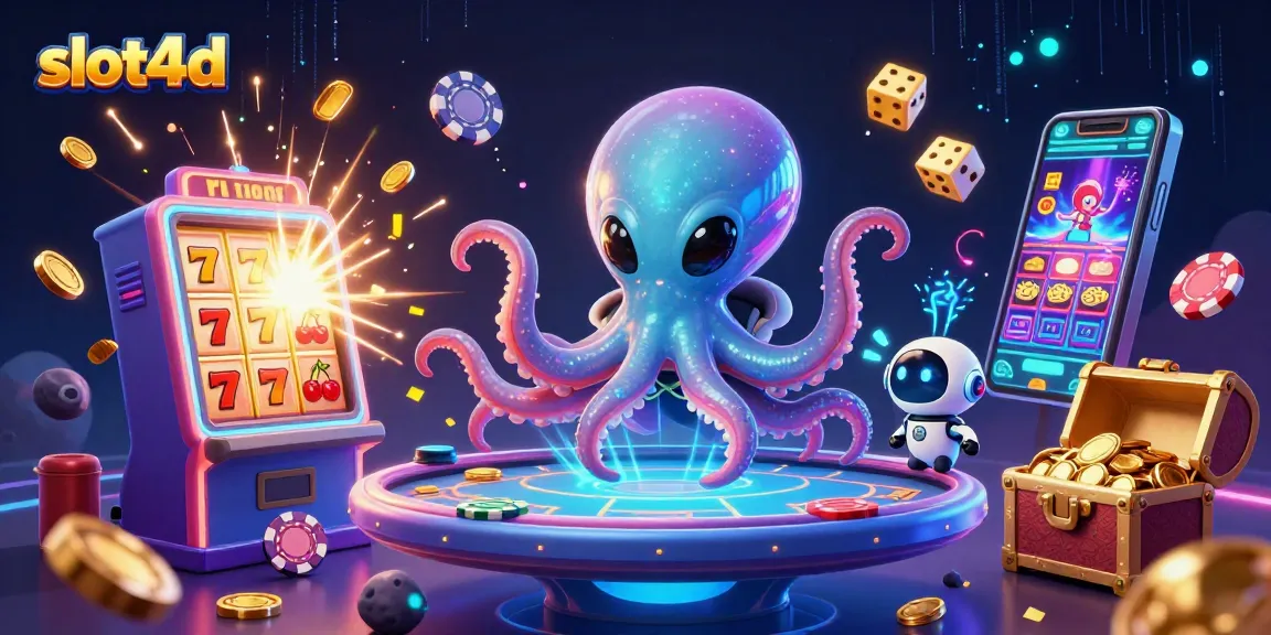 Win big with slot4d in this vibrant 3D illustration featuring a space-themed casino scene.