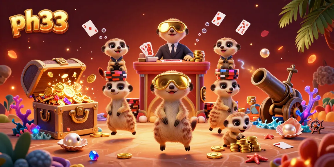 Experience thrilling action at ph33 with meerkats managing an online casino amidst vibrant underwater riches.