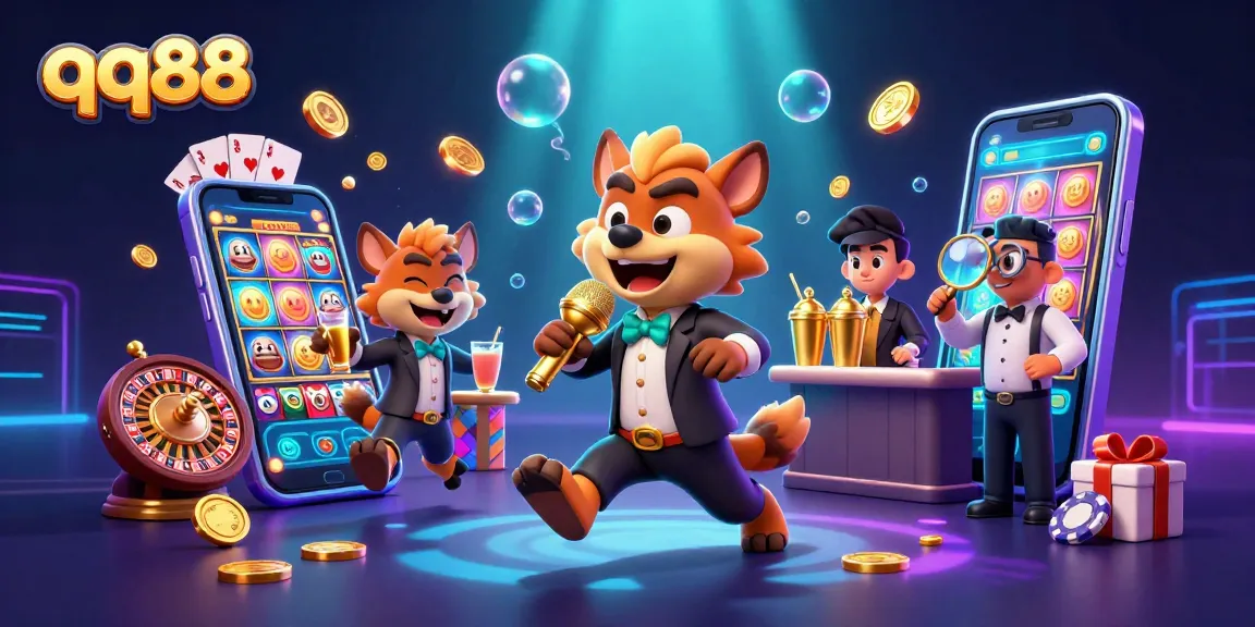 Experience dynamic casino action with qq88 featuring comedic characters, vibrant games, and lively atmosphere.