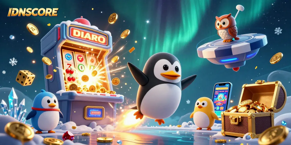 Experience thrilling wins with IDNSCORE in this vibrant casino-themed 3D illustration.