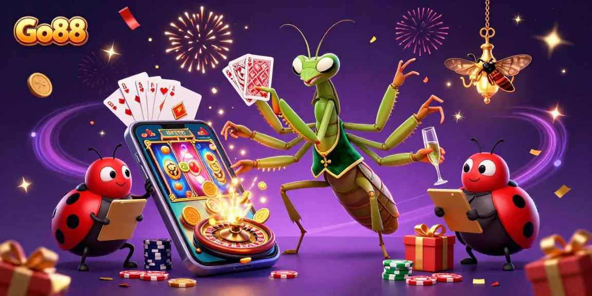 Experience thrilling gameplay at Go88 with a vibrant casino scene featuring expertly crafted characters and dynamic game elements.