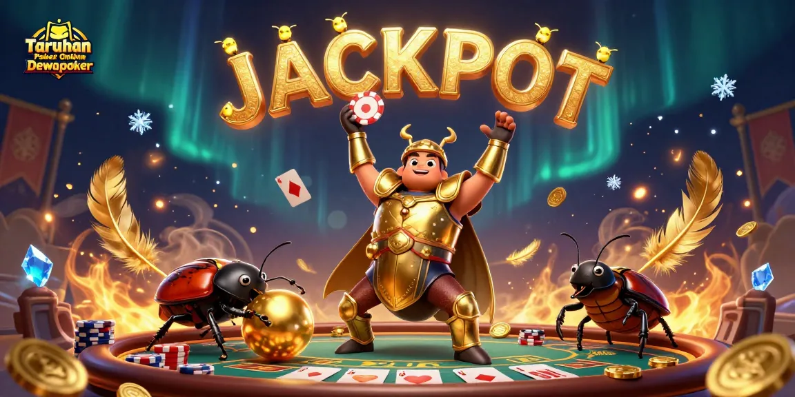 Win big with Taruhan Poker Online Dewapoker as vibrant fireflies announce victory in a lively poker scene.