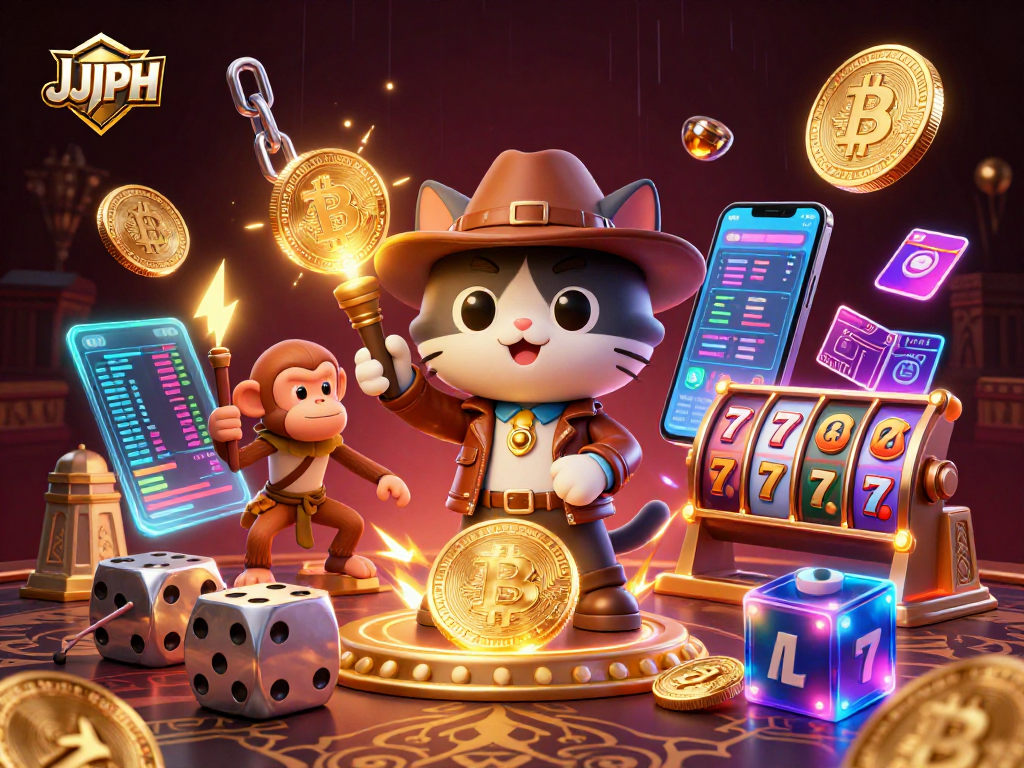 Gusto ng JJJPH na manalo gamit ang mga slot reels at gintong artifact sa isang temang casino