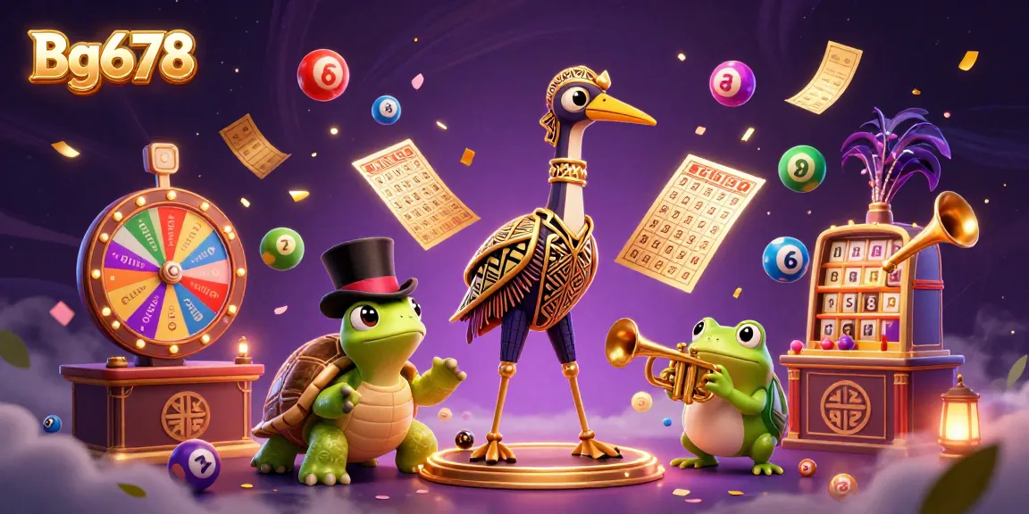 Engage with Bg678 as colorful lottery balls explode around 1920s characters at a casino.