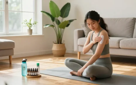 Properloud CBD topical cream used by a woman in a wellness recovery routine amidst natural light.