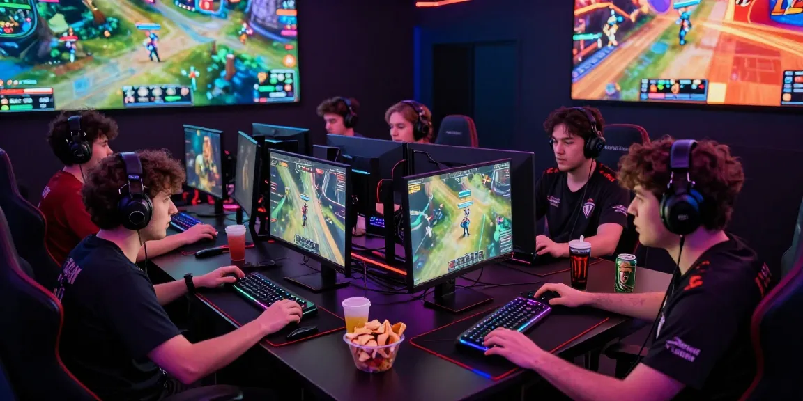 Exciting hitclub gaming competition scene in esports arena with diverse players.
