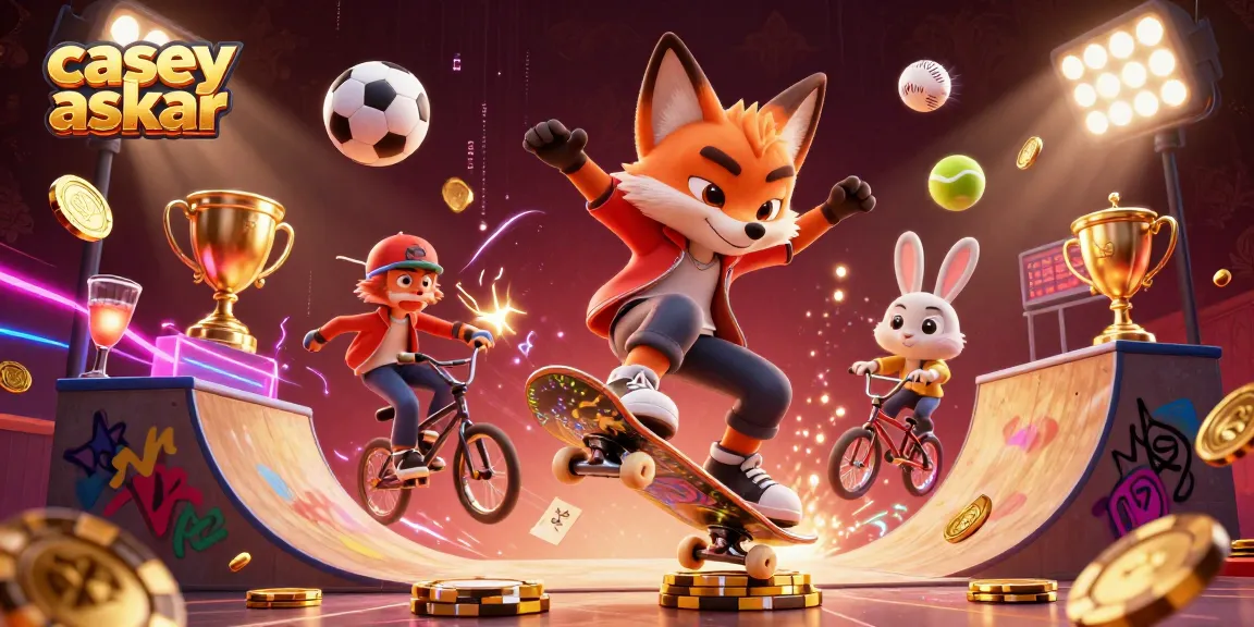Engage with the exciting scene showcasing casey askar in a dynamic casino-themed artwork.