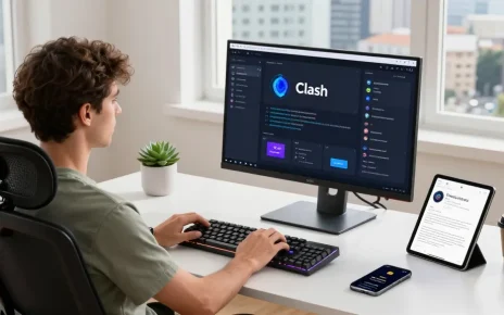 使用Clash进行配置管理的现代桌面环境，展示高效操作。